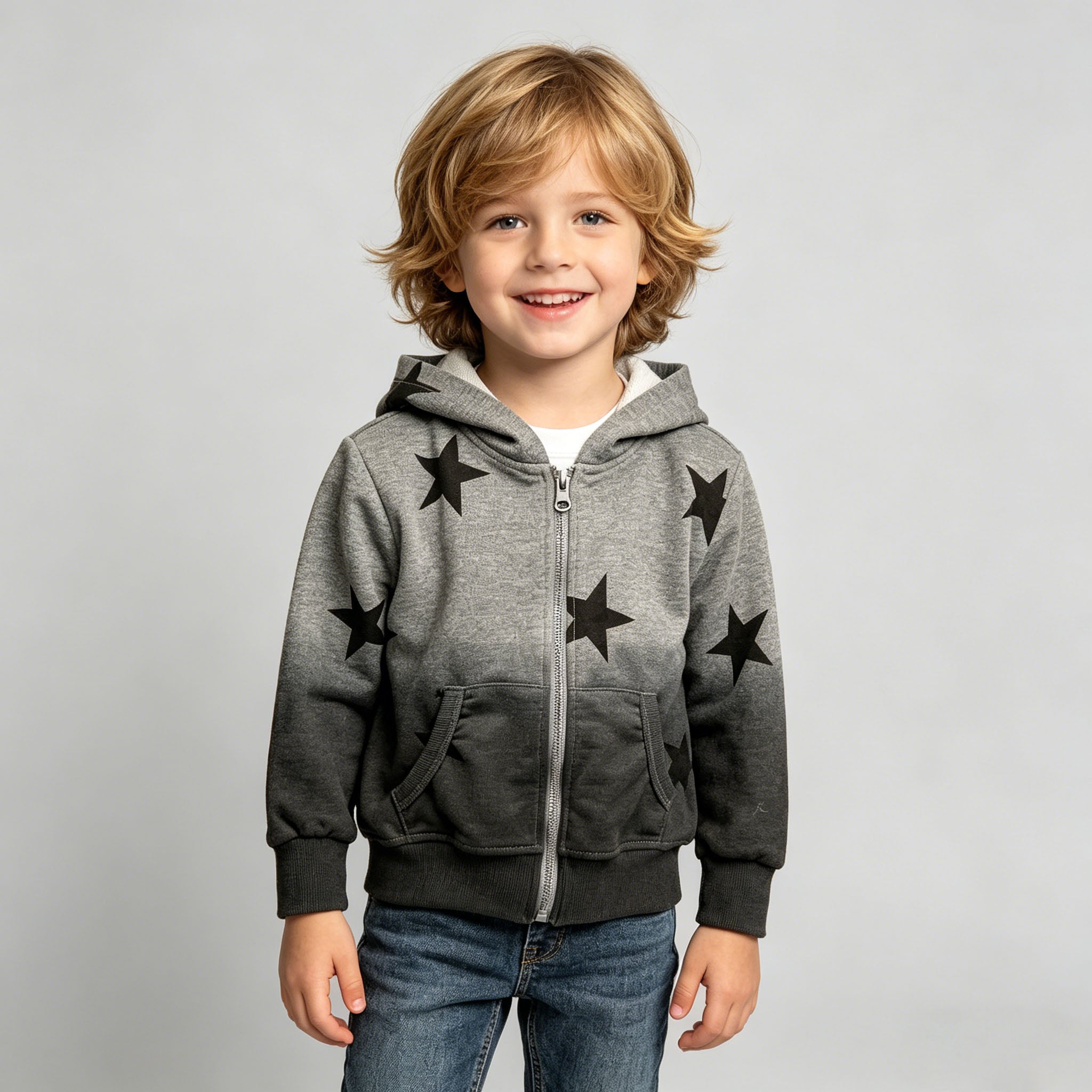 Kapital K Boys Gray Star Patch Hoodie (6M-7Y) – KAPITAL K