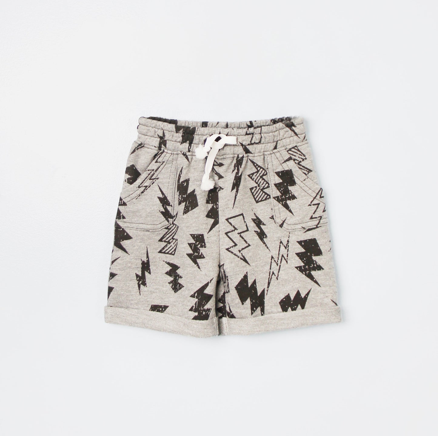 Boys’ Heather Grey Lightning Bolt Shorts – All-Over Graphic Summer Shorts
