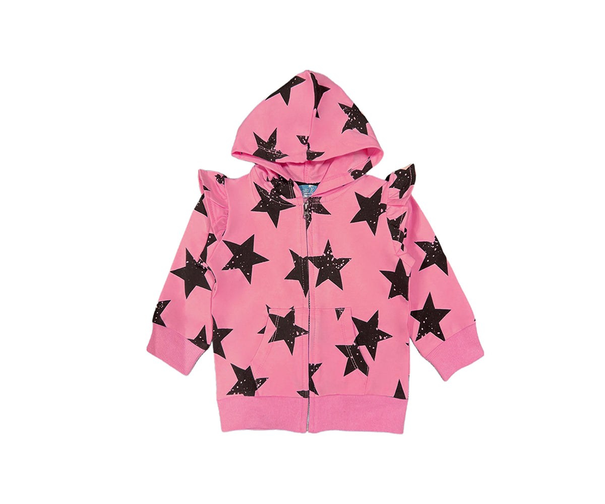 Pink Star Bape Hoodie Star Ruffle Zip Up Hoodie
