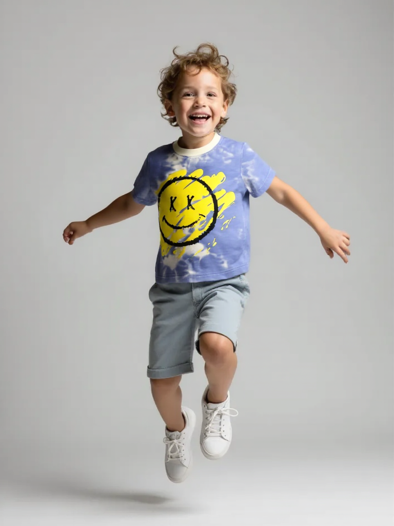 Sunflower Smiley Tie-Dye Tee for Kids  Age 2–6  Bright & Comfortable
