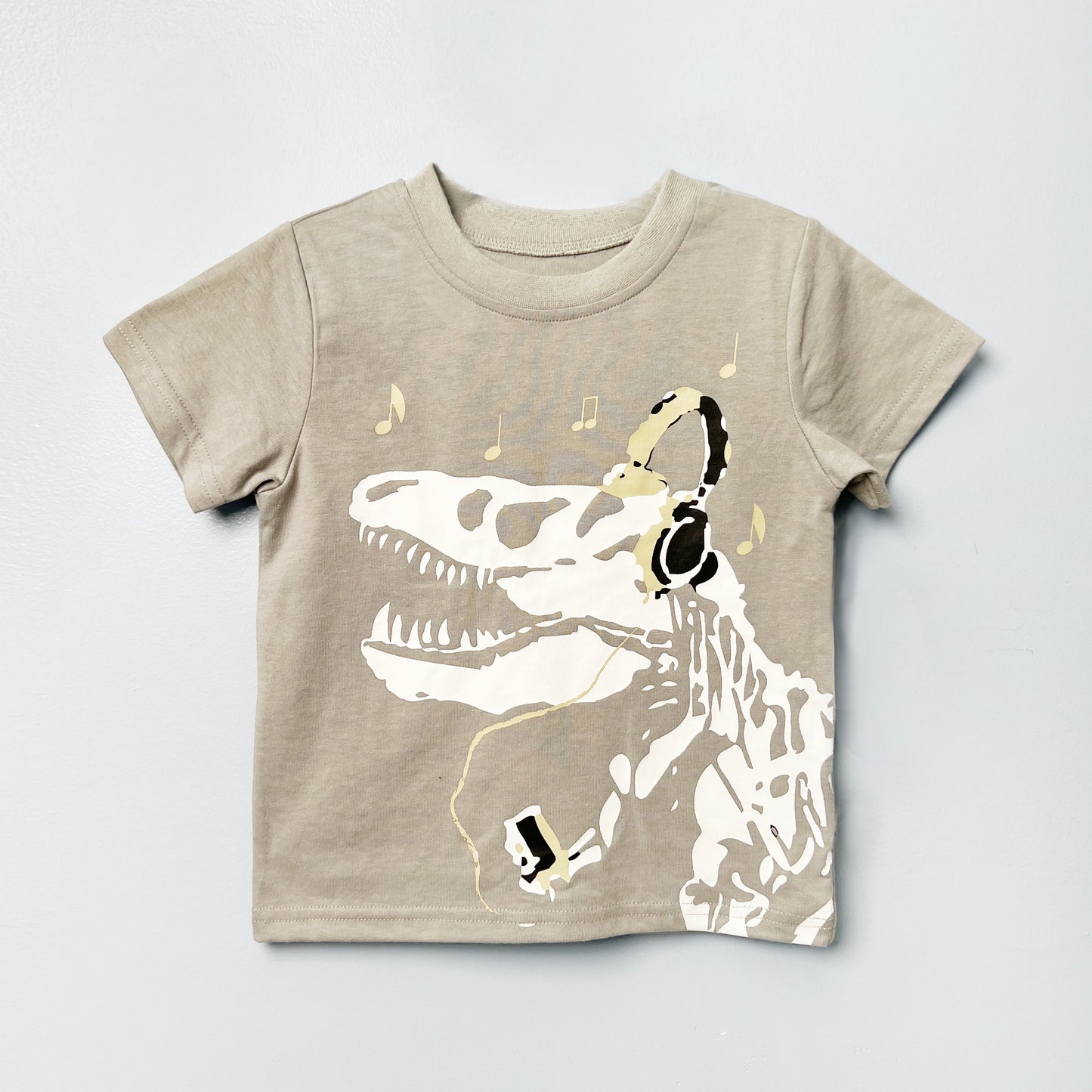 Blue Dino Music Tee for Boys  Soft Cotton Shirt  Ages 3-7