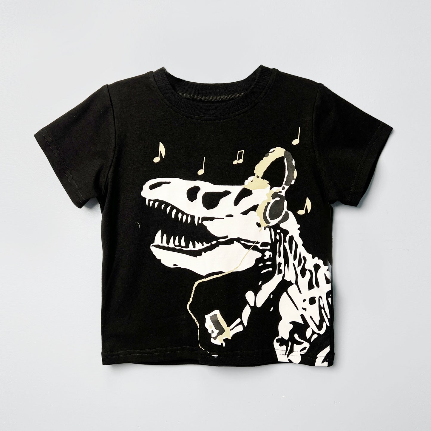 Boys’ Black Dino Graphic T-Shirt – Short Sleeve Summer Tee