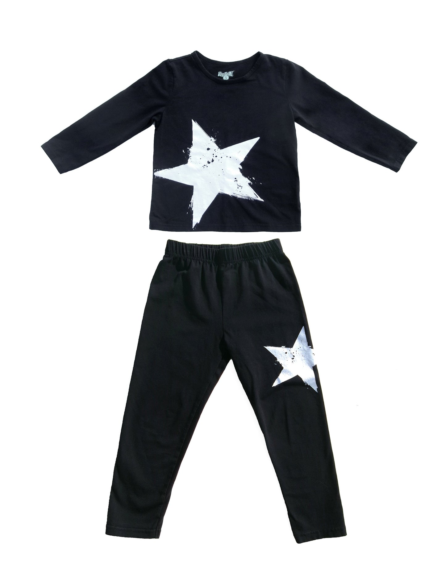 Black Star Kids Outfit Set - Long Sleeve Top and Pants for Fall & Winter