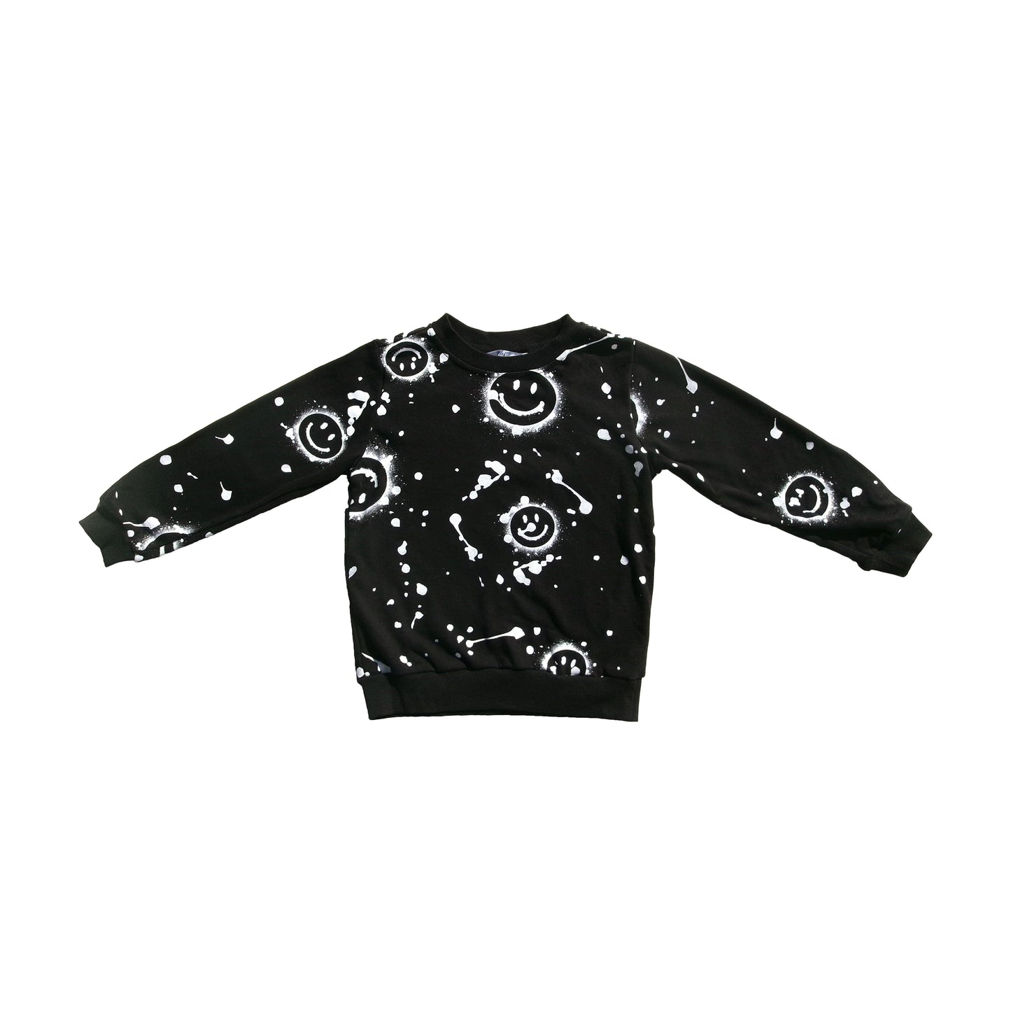 Girl Smiley Face Splash Sweater Black