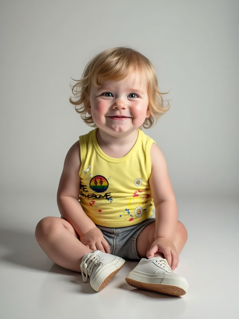 Girl Yellow Summer Tank – Smiley Face, Sunflower & Splash Dot Print