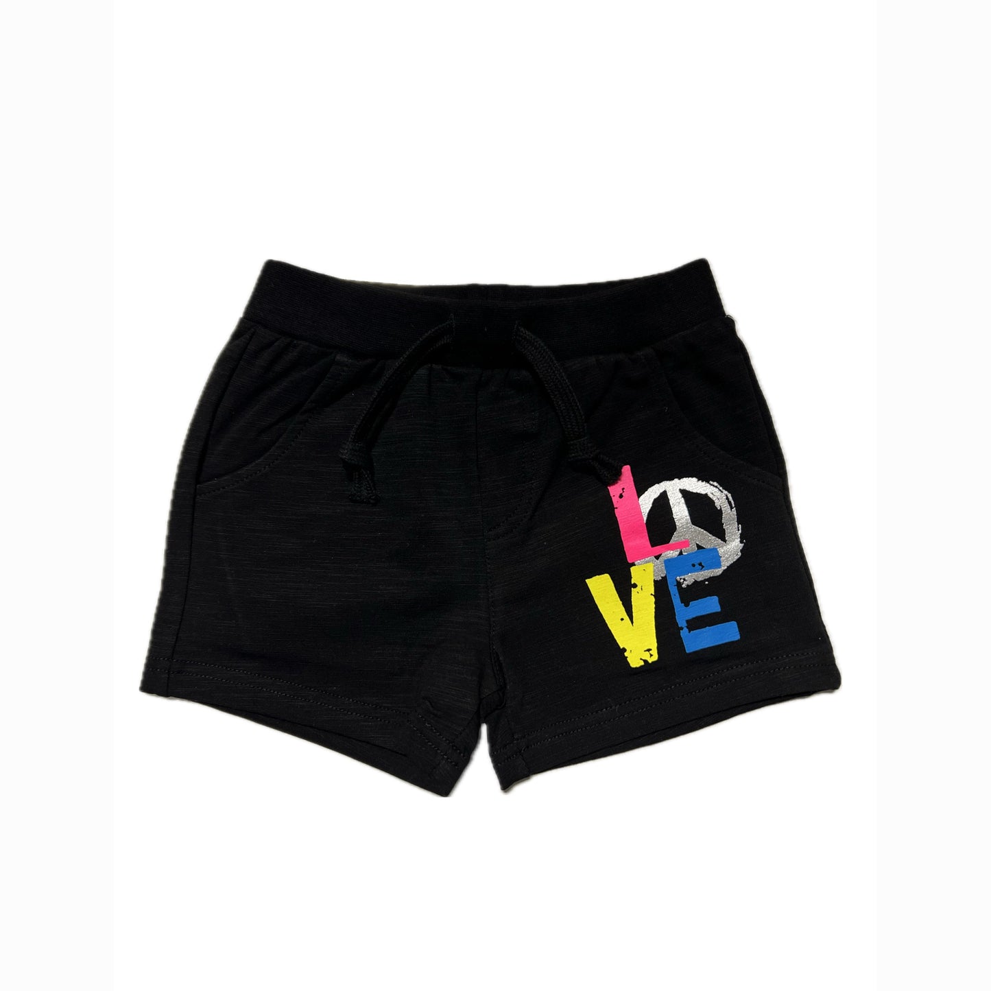 Girls' Colorful Peace Sign Summer Shorts – Soft Cotton Kids Shorts