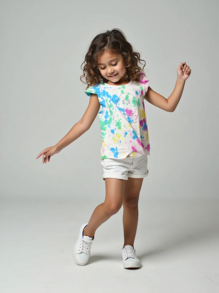 Girls' Rainbow Tie-Dye Tank Top – Rhinestone Smiley Face Shirt