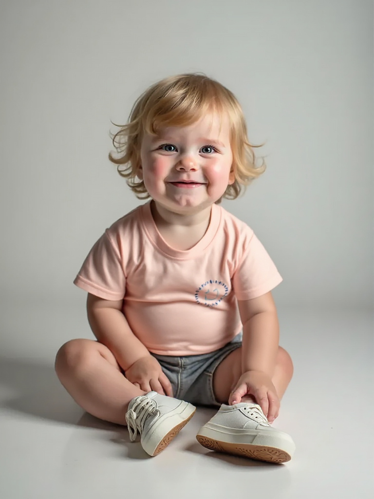 Light Pink Sunflower Smiley Face Baby Tee  Soft Cotton for 0/3M-12M