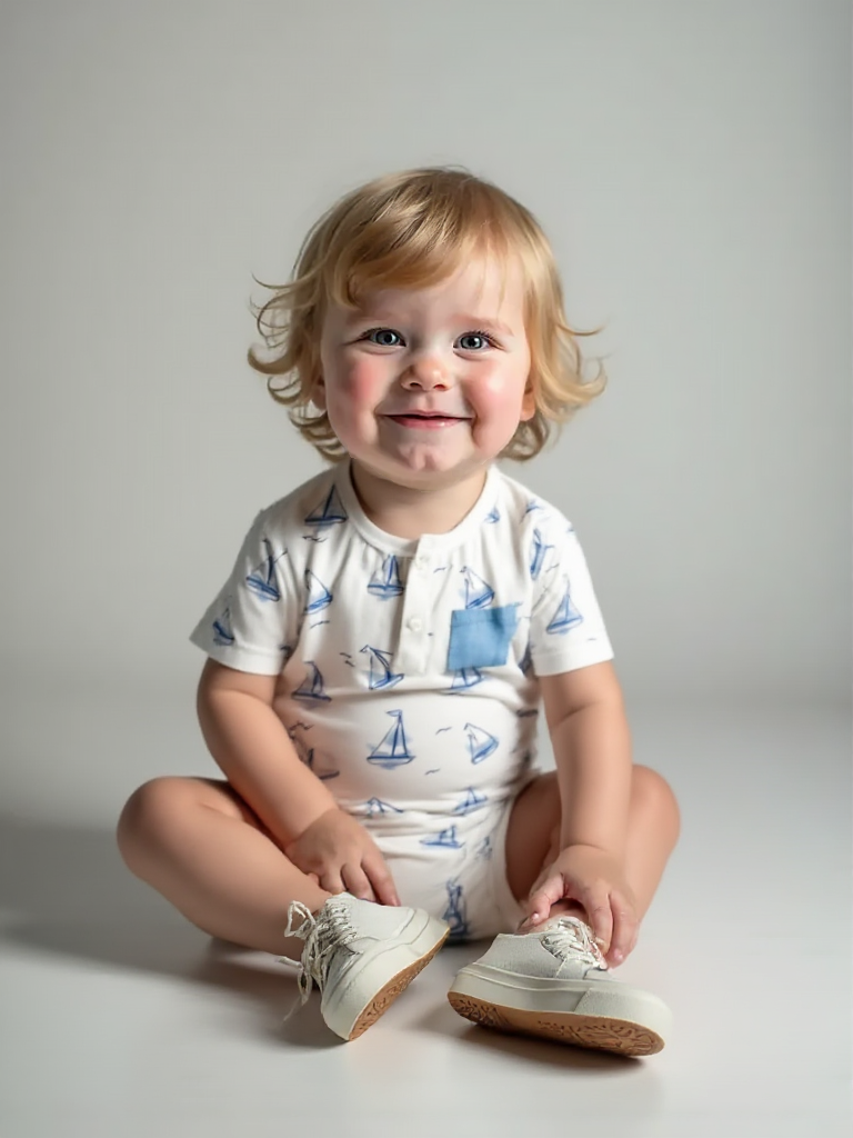 Short Sleeve Printed Sailboat Romper - 18M  Baby Clothing