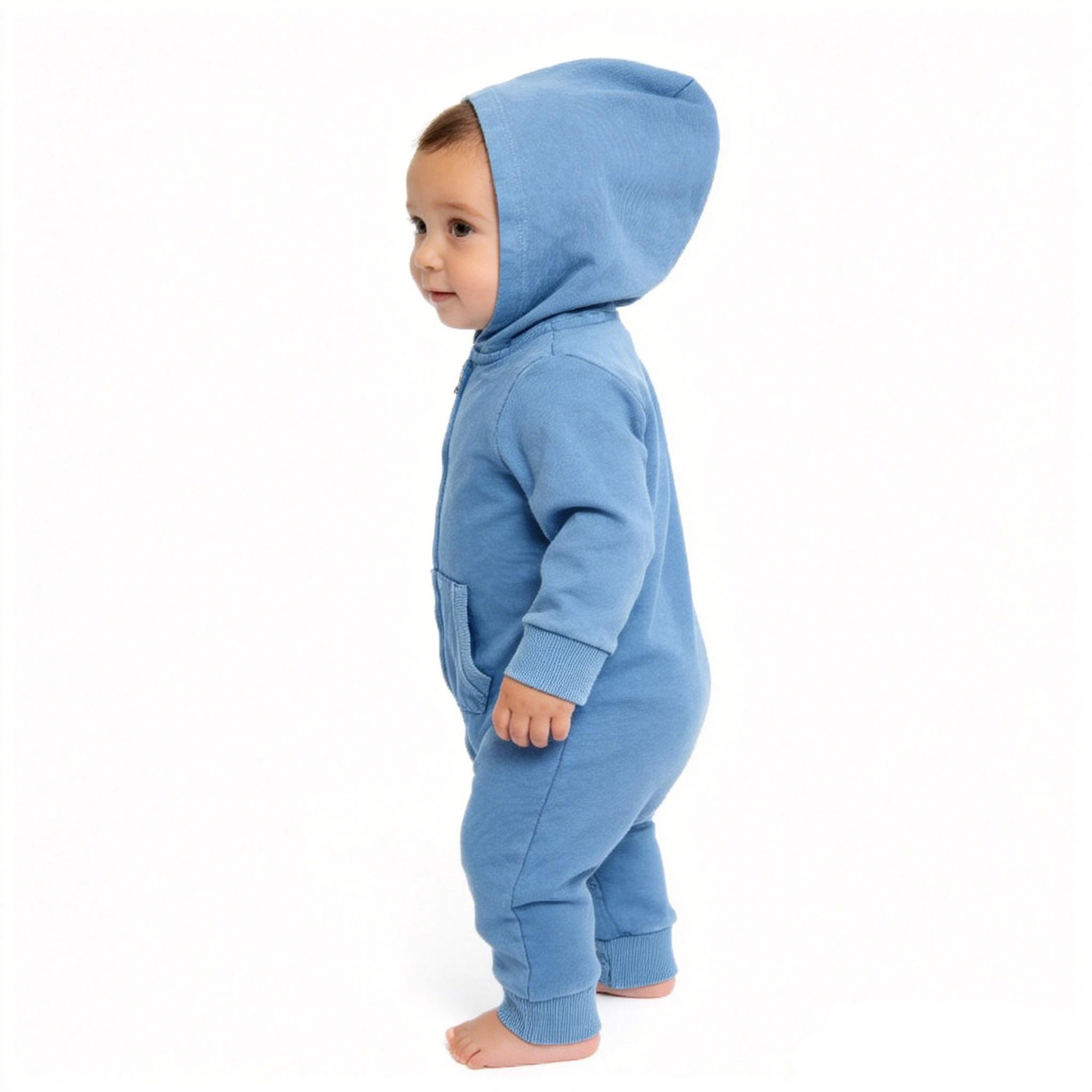 
                  
                    Baby Boys' Blue Acid Wash Hooded Romper, Infant Vintage Wash One-Piece Outfit, Comfortable Cotton-Blend Newborn & Baby Hooded Jumpsuit, Minimalist Children's Loungewear
                  
                