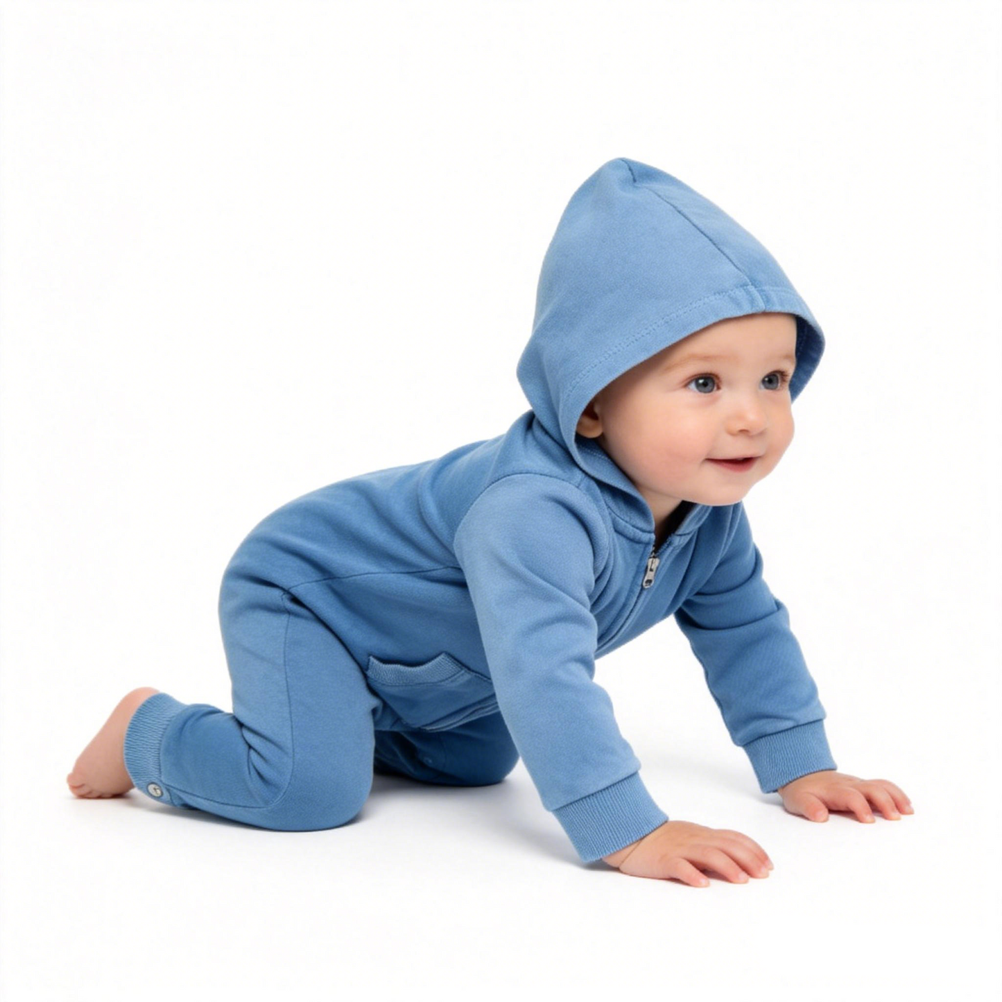 
                  
                    Baby Boys' Blue Acid Wash Hooded Romper, Infant Vintage Wash One-Piece Outfit, Comfortable Cotton-Blend Newborn & Baby Hooded Jumpsuit, Minimalist Children's Loungewear
                  
                