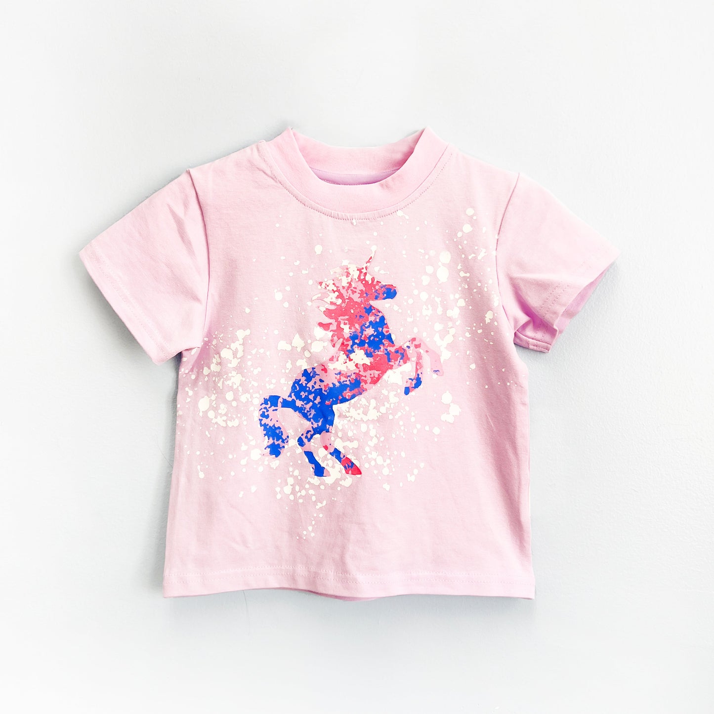 Girls’ Purple Short Sleeve Unicorn T-Shirt – Magical Splatter Print Tee