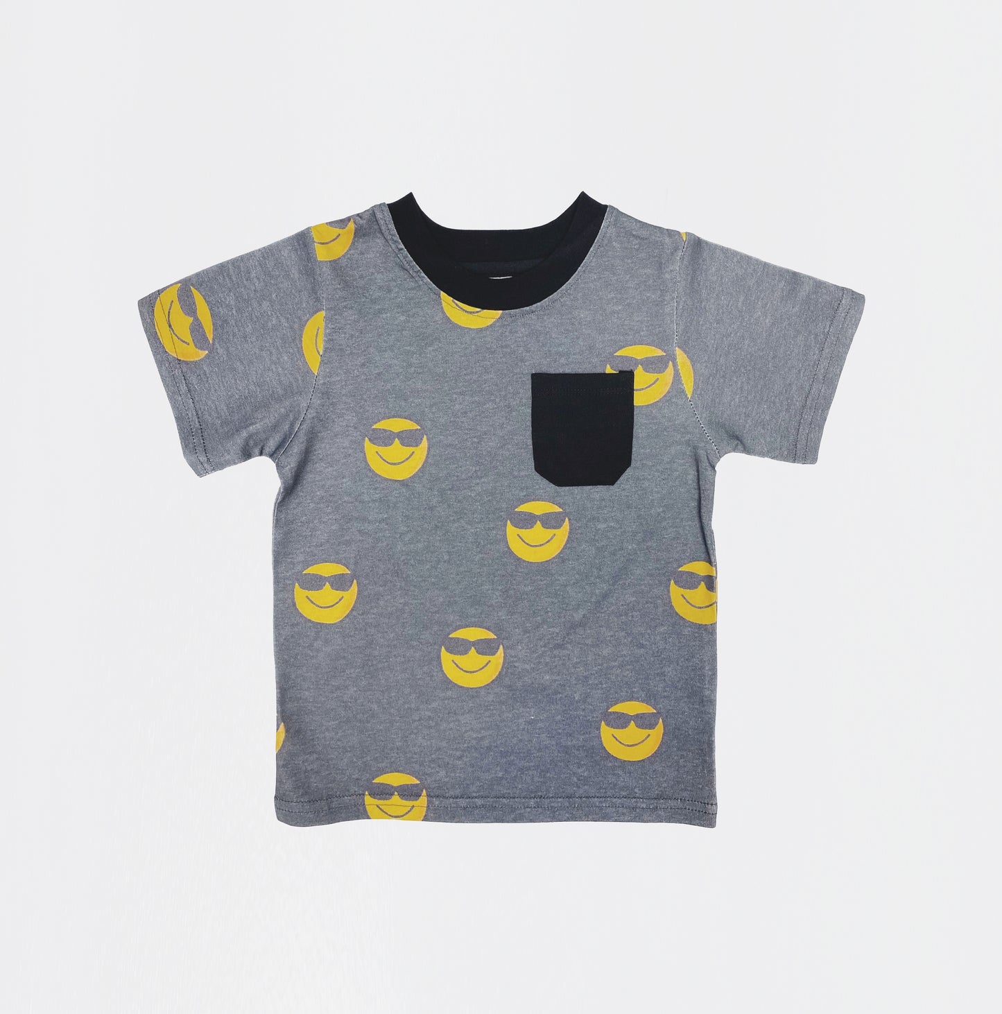 Gray Smiley Face Tee for Kids  Comfortable Cotton  Age 12M–6