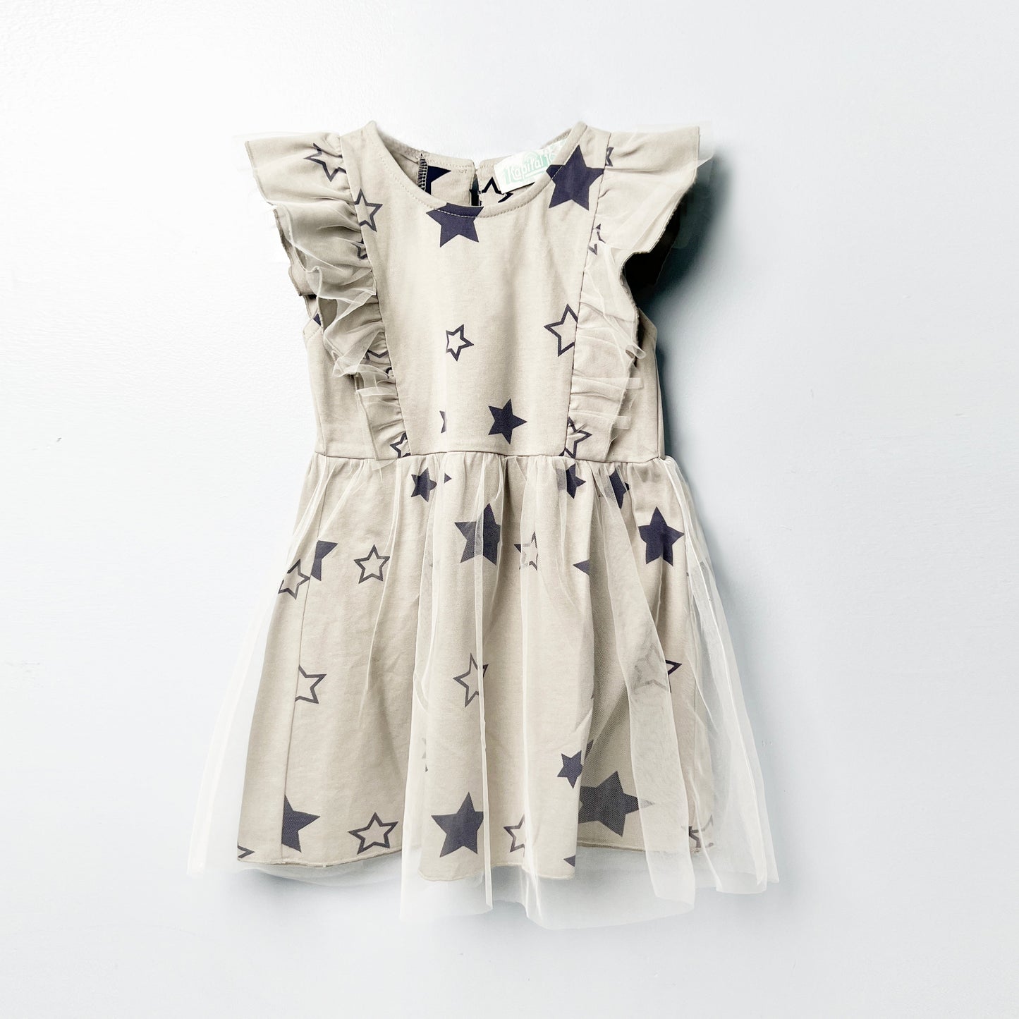 Grey Star Ruffle Dress for Girls  Age 2–6  Playful & Comfortable