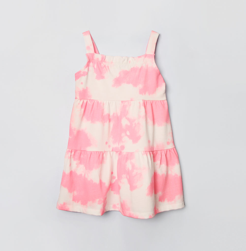 Baby Girl's Pink And White Tiered Ruffle Dress