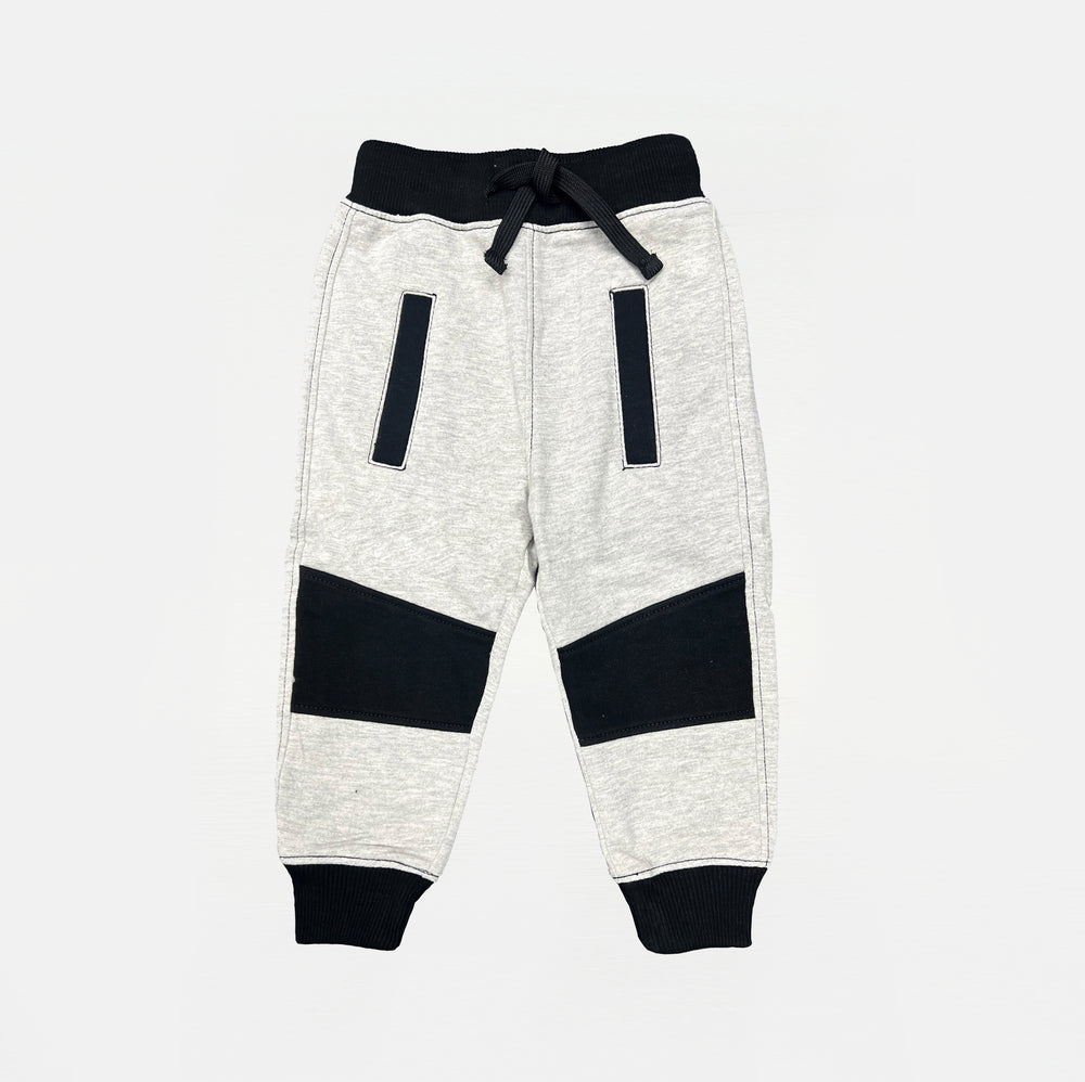 Grey Jogger With Black Knee Patches For Baby Boys