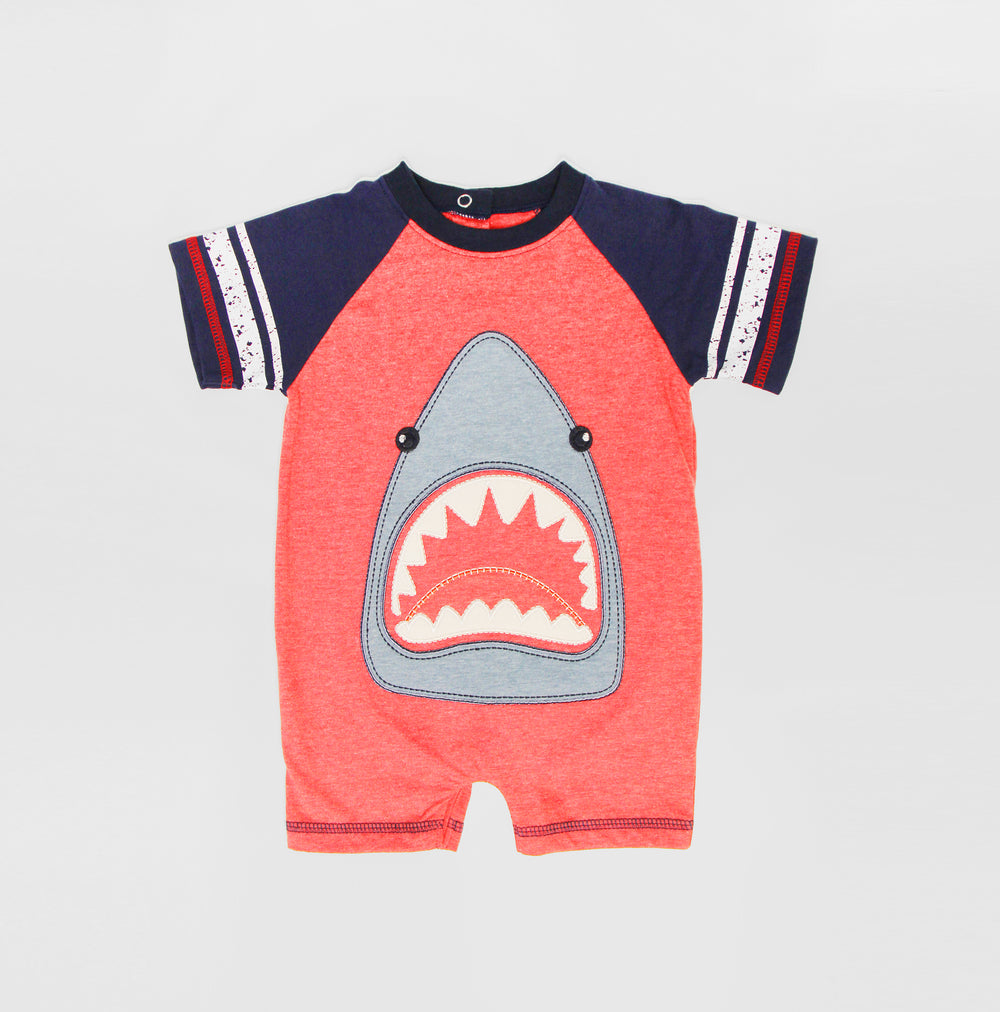 Premium Baby Boy Shark Applique Romper