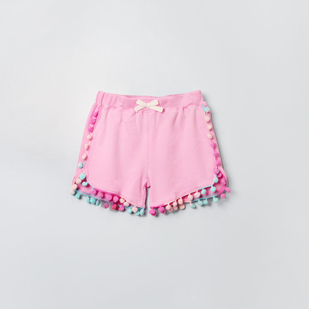 Pink Baby Girls Pull On shorts With Novelty Trim