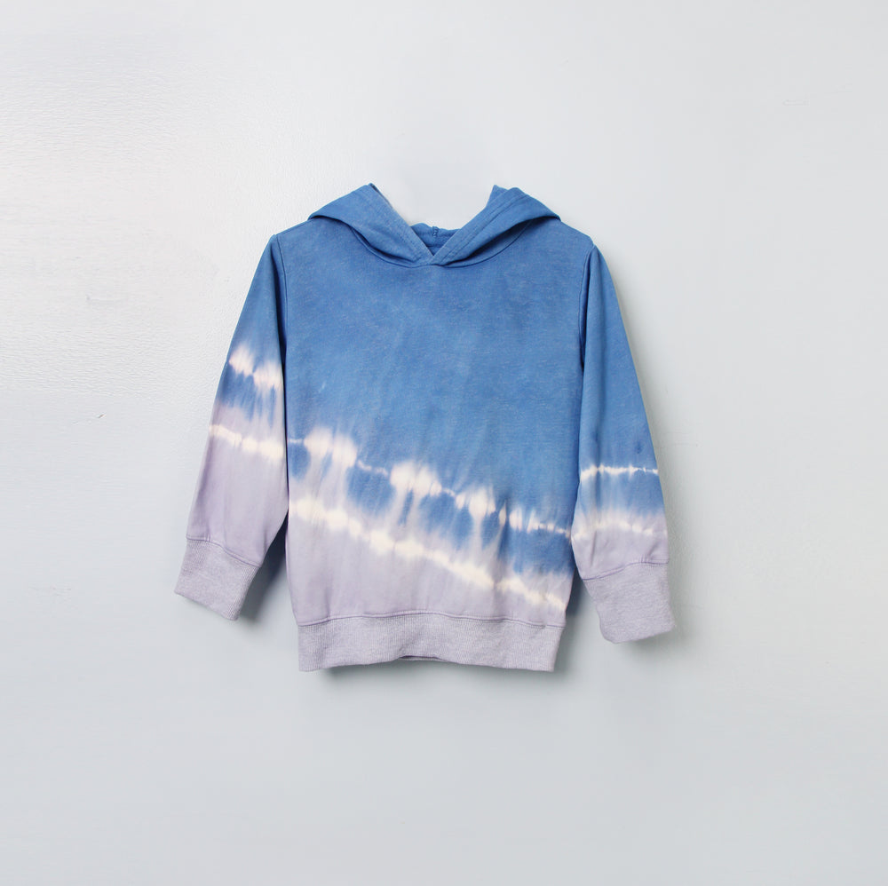 Kids Vibrant Blue And White Tie Dye Hoodie