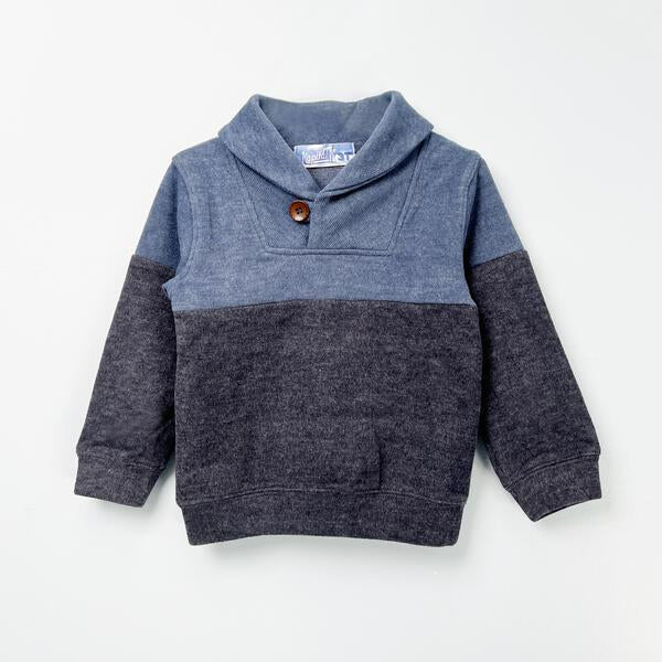 Colorblocked Shawl Collar Sweater