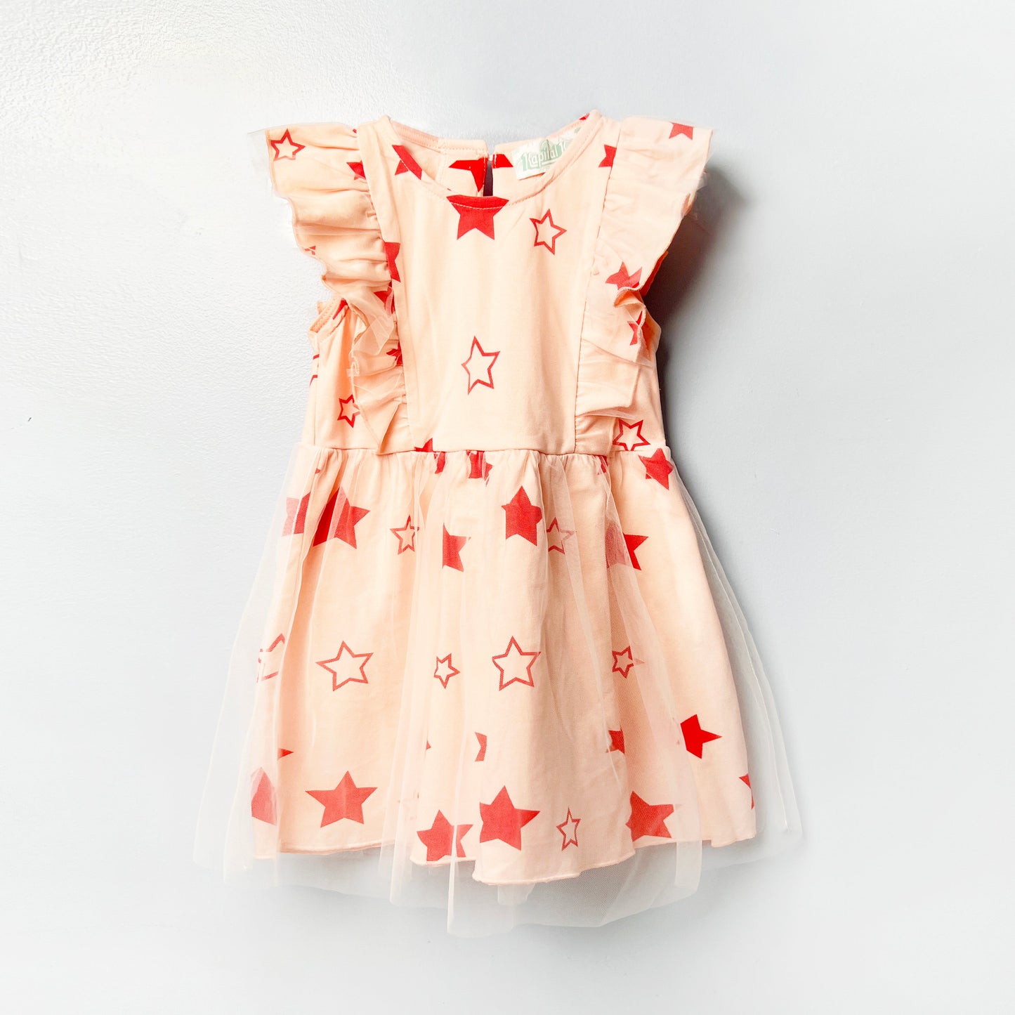 Pink Star Ruffle Dress for Girls  Age 2–6  Soft & Stylish