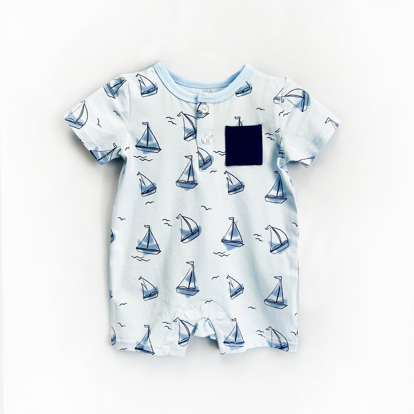 Short Sleeve Printed Sailboat Romper - Comfortable and Stylish Baby Clothing